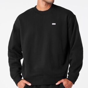 Figs Black Men's Off-Shift Relaxed Crewneck Sweatshirt Large